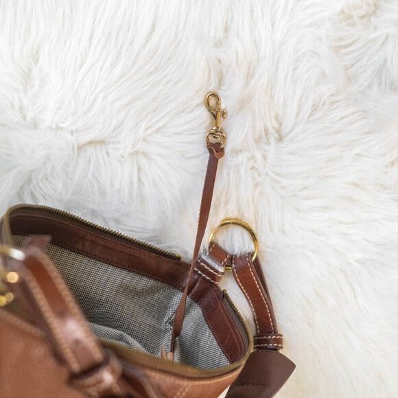 DOONEY & BOURKE BROWN BRASS ALL WEATHER LEATHER HOBO BAG - Picture 9 of 11